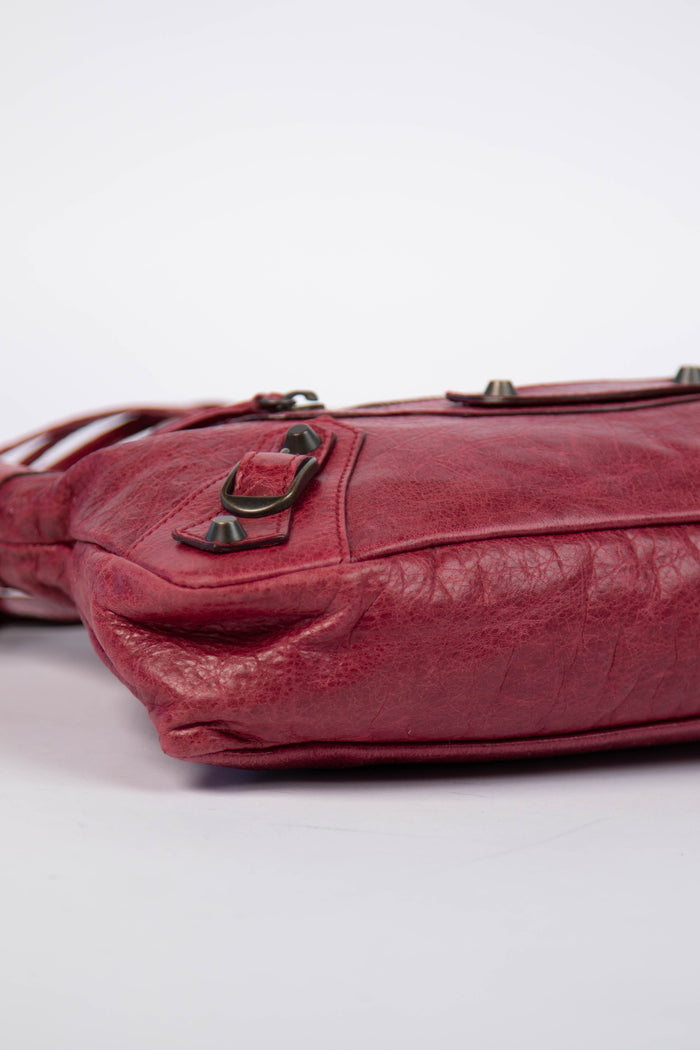 2000s Balenciaga Cherry Red Leather First City Shoulder Bag