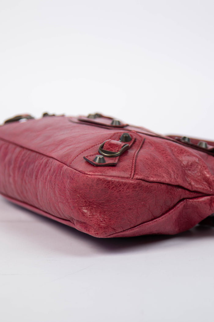 2000s Balenciaga Cherry Red Leather First City Shoulder Bag