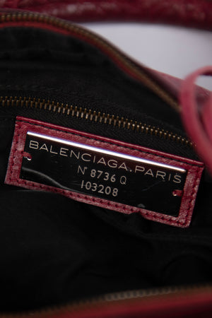 2000s Balenciaga Cherry Red Leather First City Shoulder Bag
