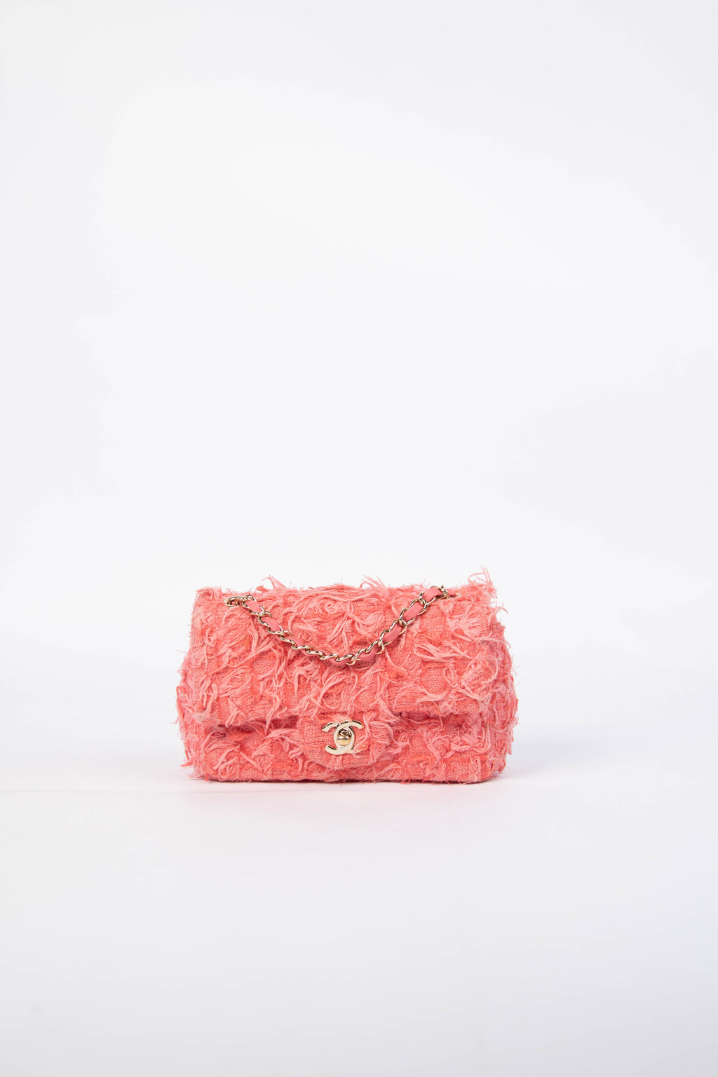 RARE Chanel Pink Tweed Mini Rectangular Flap Bag