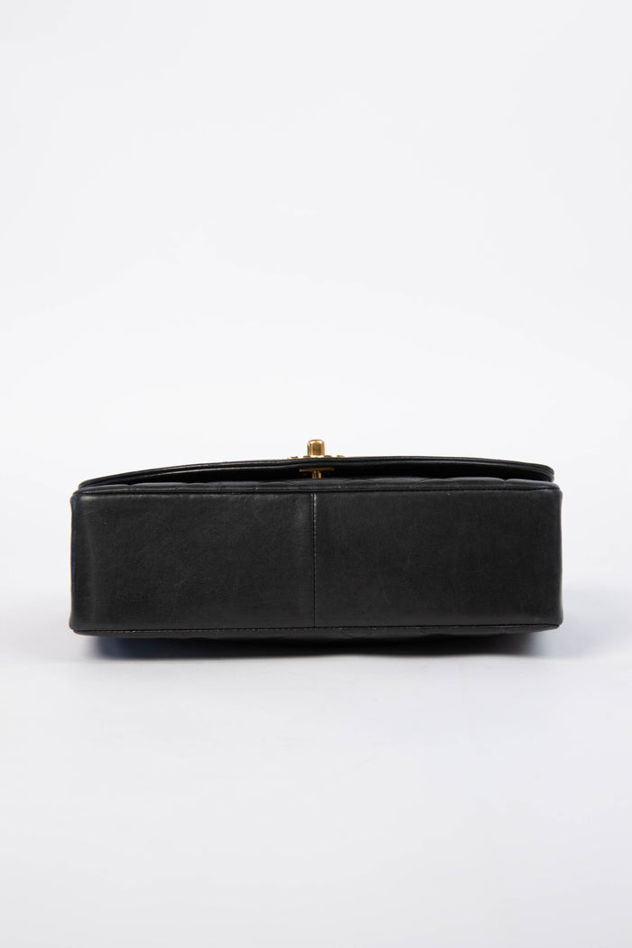 Vintage Chanel Black Lambskin Leather Medium Diana Bag