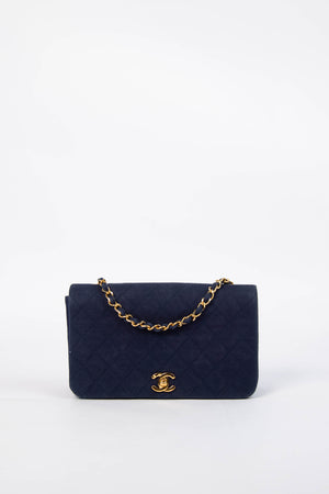 Vintage Chanel Navy Canvas Full Flap with 24K GHW