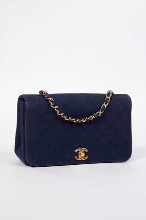 Vintage Chanel Navy Canvas Full Flap with 24K GHW