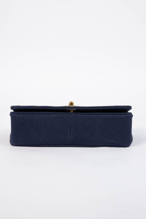 Vintage Chanel Navy Canvas Full Flap with 24K GHW