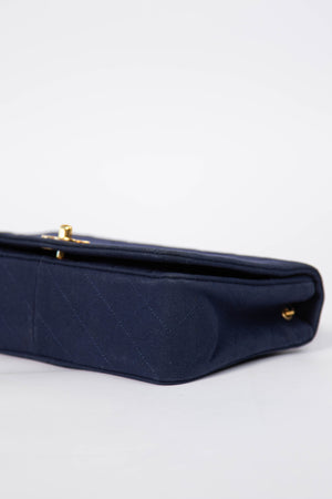 Vintage Chanel Navy Canvas Full Flap with 24K GHW