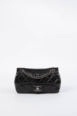 2014 Chanel Black Aged Calfskin Mini Rectangular Flap Bag