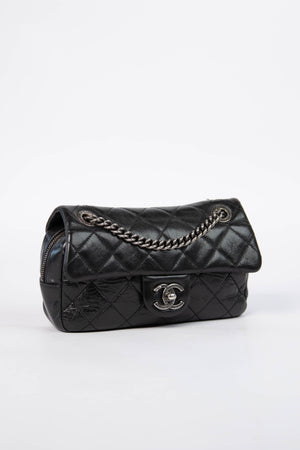 2014 Chanel Black Aged Calfskin Mini Rectangular Flap Bag