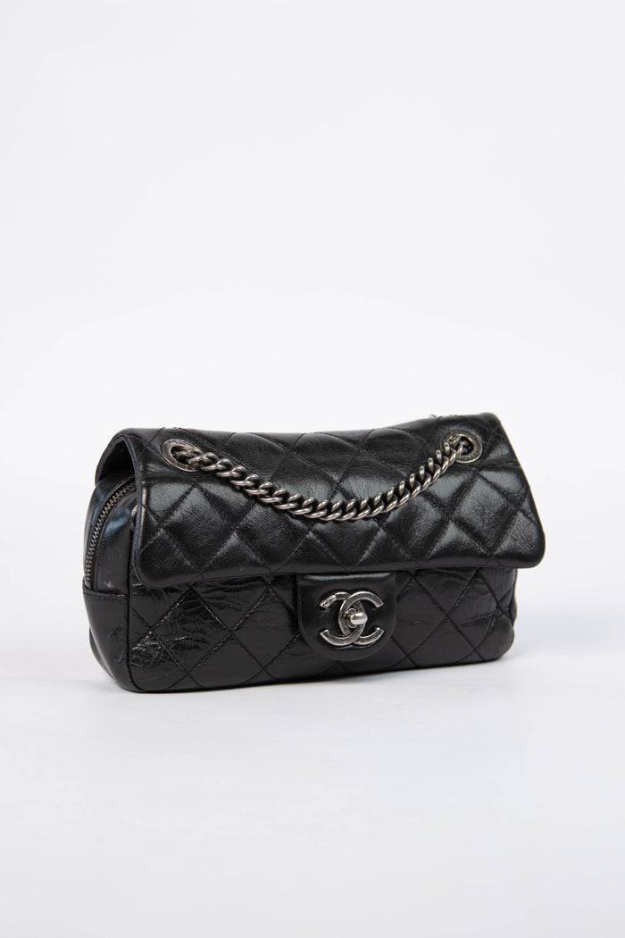 2014 Chanel Black Aged Calfskin Mini Rectangular Flap Bag