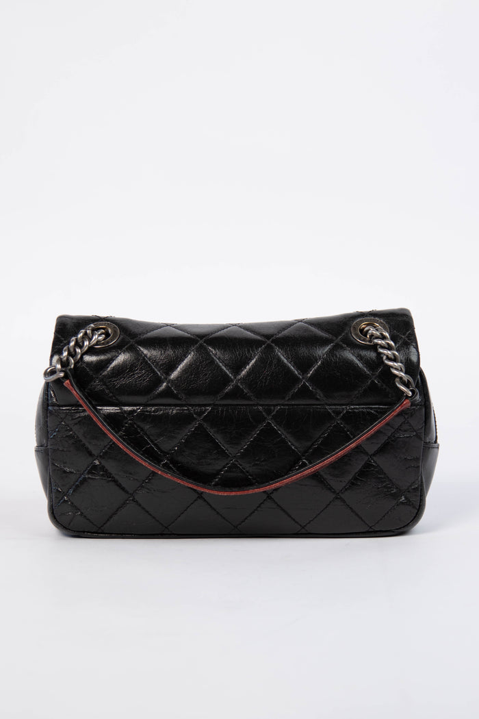2014 Chanel Black Aged Calfskin Mini Rectangular Flap Bag