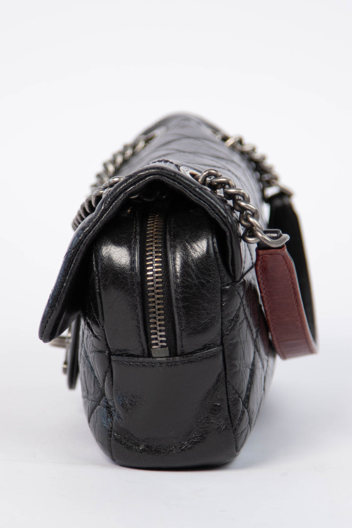 2014 Chanel Black Aged Calfskin Mini Rectangular Flap Bag