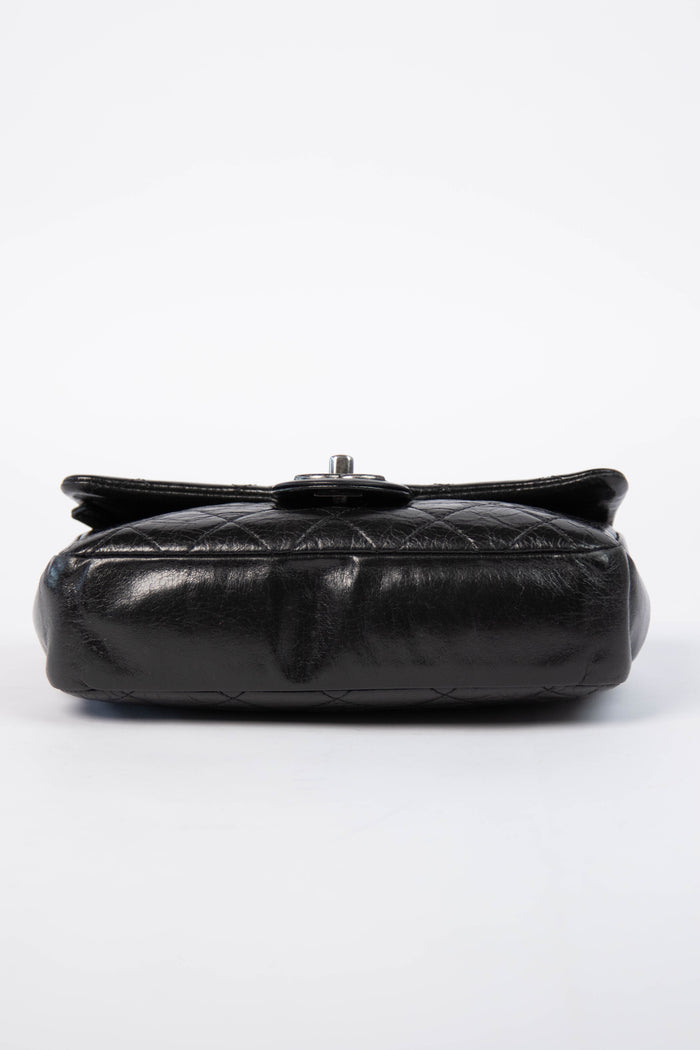 2014 Chanel Black Aged Calfskin Mini Rectangular Flap Bag