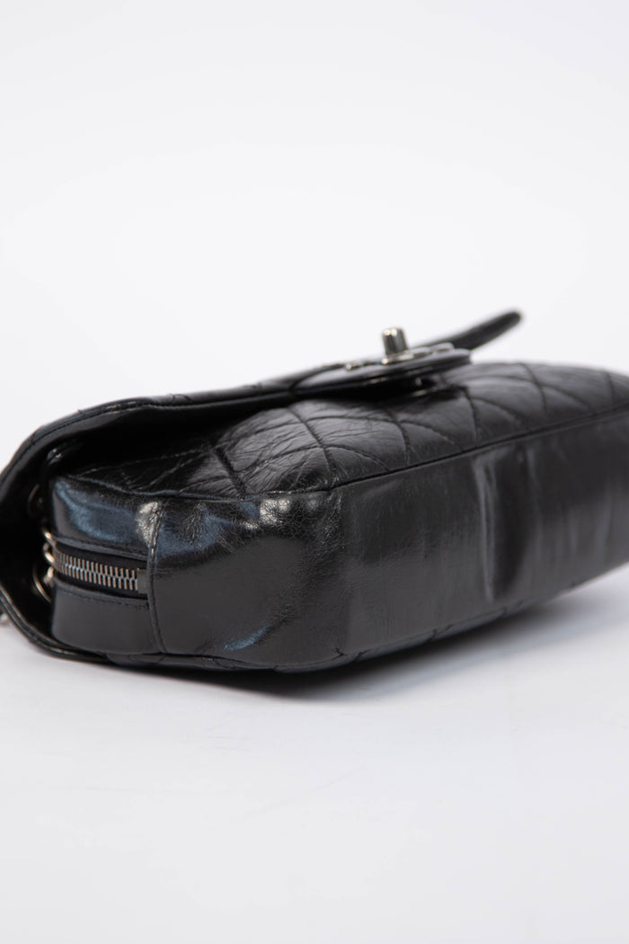 2014 Chanel Black Aged Calfskin Mini Rectangular Flap Bag