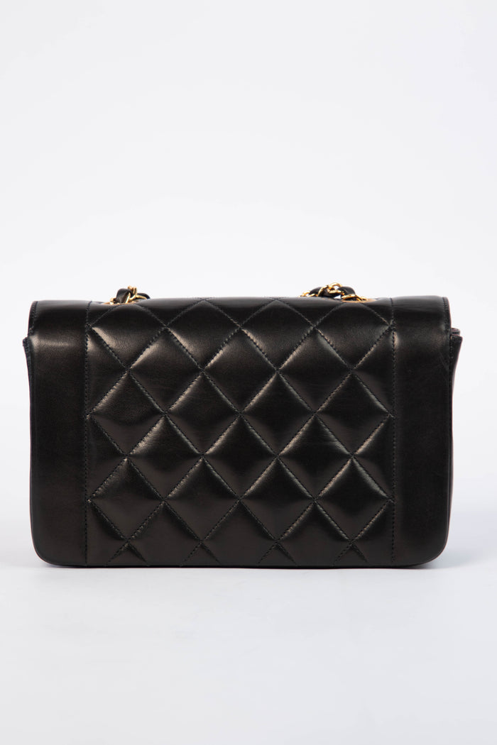 RARE 90s Chanel Black Lambskin Diana Shoulder Bag