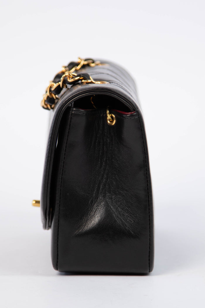 RARE 90s Chanel Black Lambskin Diana Shoulder Bag