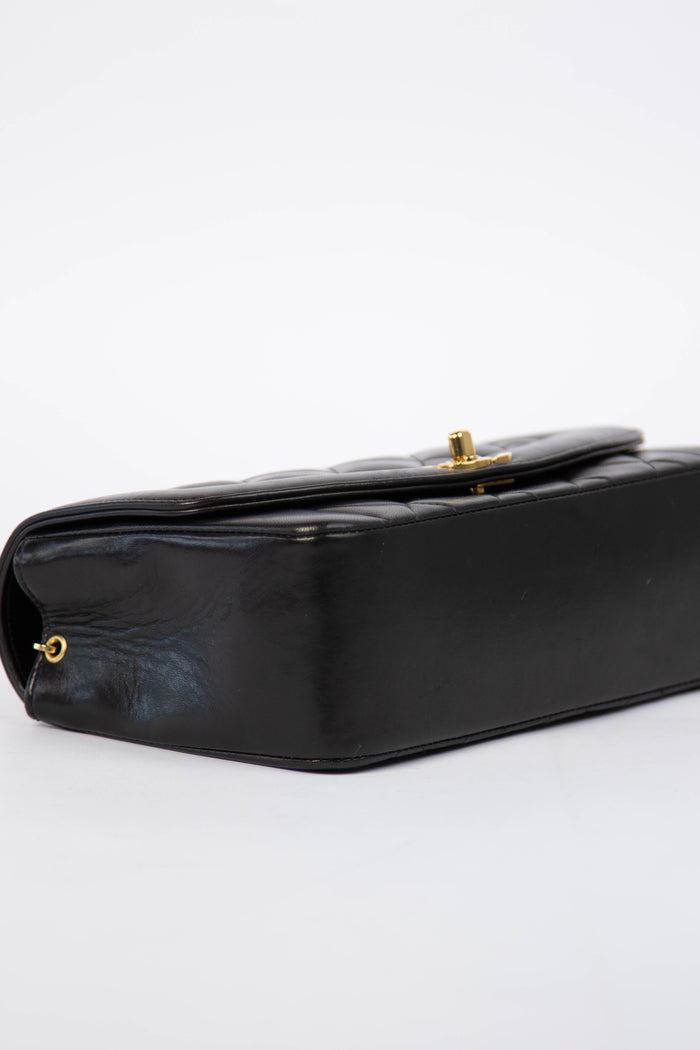 RARE 90s Chanel Black Lambskin Diana Shoulder Bag