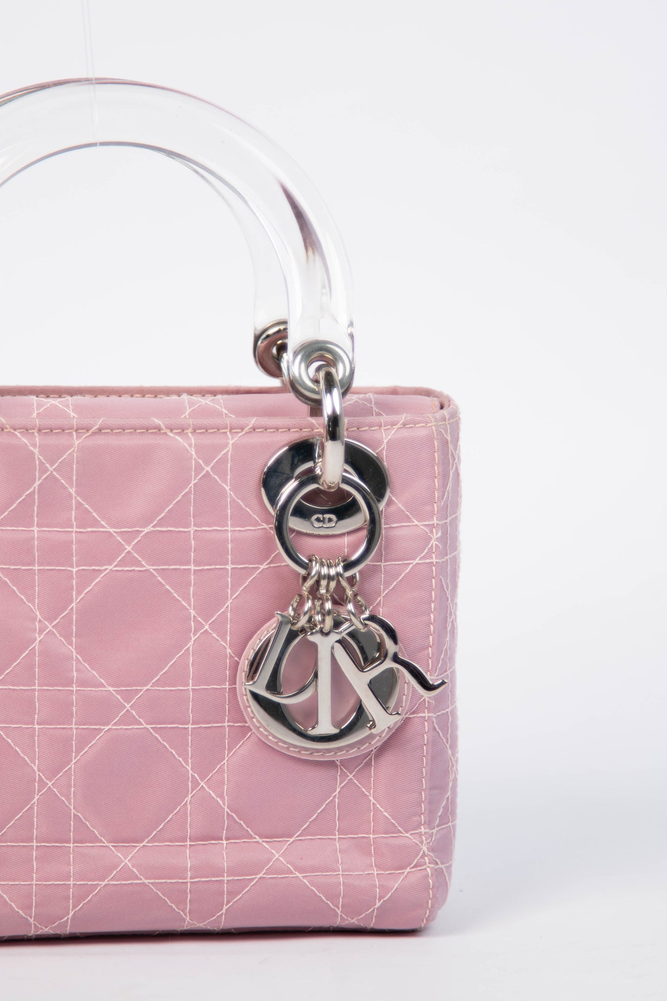 2000s Christian Dior Mauve Quilted Canvas Mini Lady Dior
