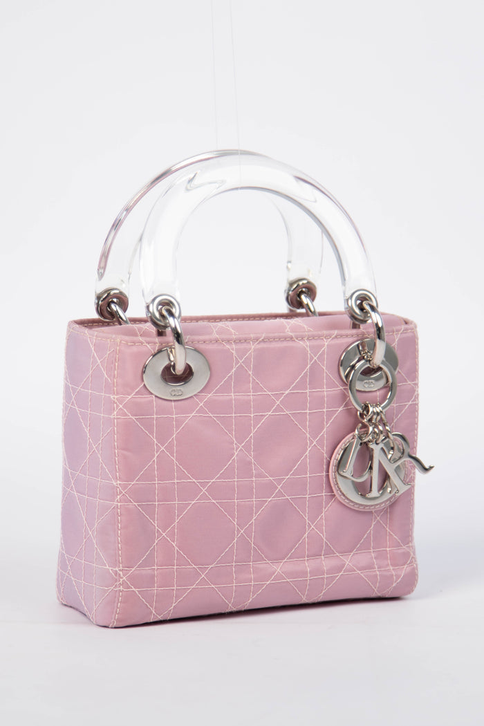2000s Christian Dior Mauve Quilted Canvas Mini Lady Dior