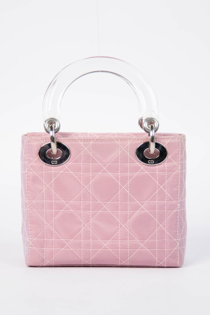 2000s Christian Dior Mauve Quilted Canvas Mini Lady Dior