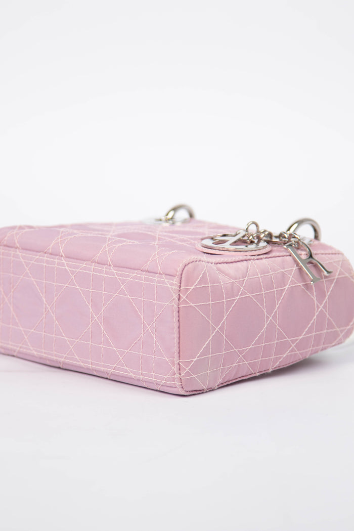 2000s Christian Dior Mauve Quilted Canvas Mini Lady Dior