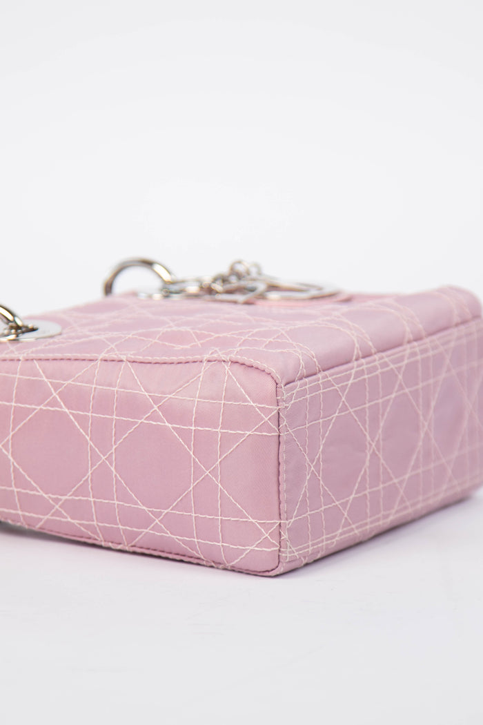 2000s Christian Dior Mauve Quilted Canvas Mini Lady Dior
