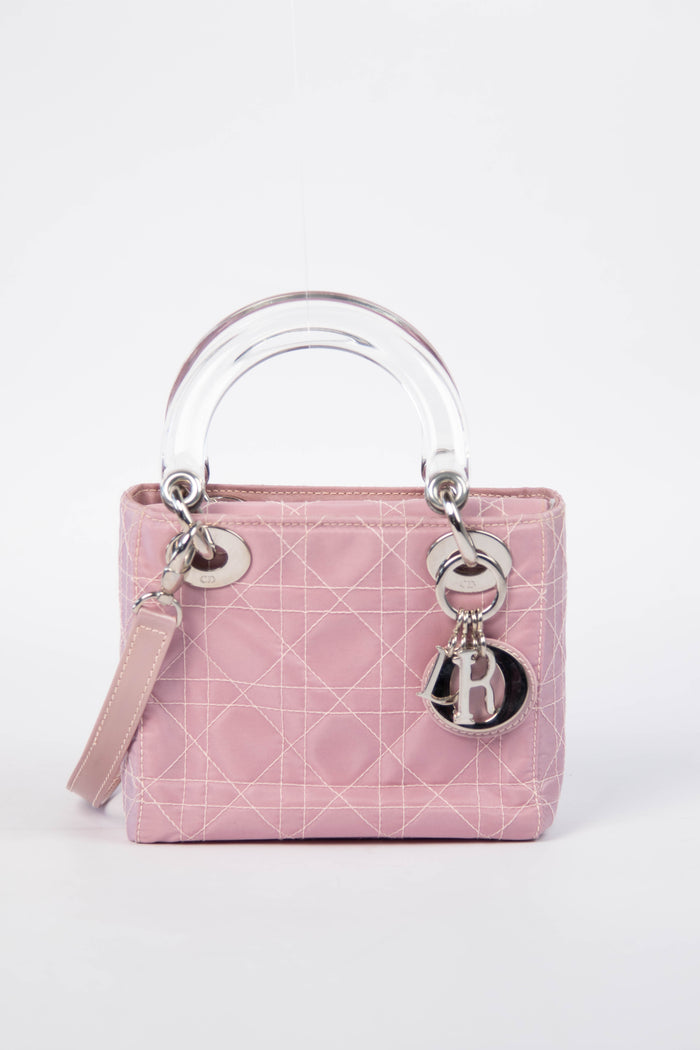 2000s Christian Dior Mauve Quilted Canvas Mini Lady Dior