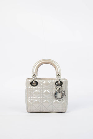 2015 Christian Dior Pearlescent Silver Mini Lady Dior