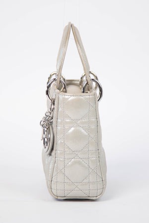 2015 Christian Dior Pearlescent Silver Mini Lady Dior