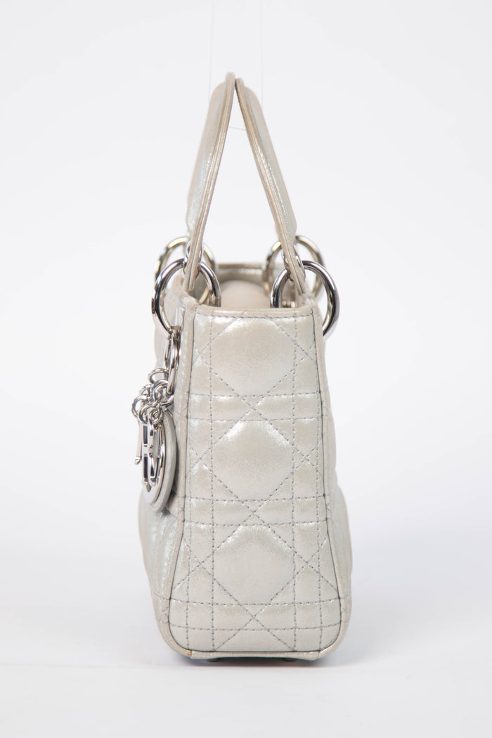 2015 Christian Dior Pearlescent Silver Mini Lady Dior