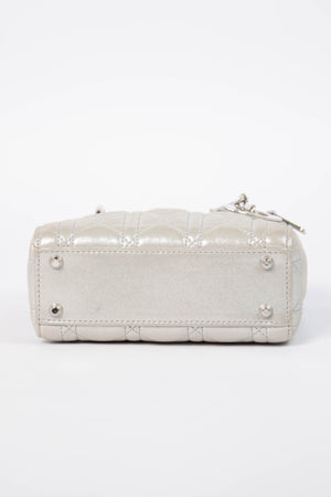 2015 Christian Dior Pearlescent Silver Mini Lady Dior