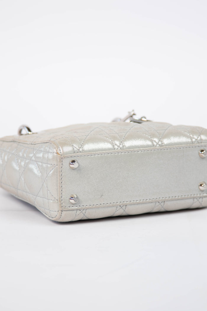 2015 Christian Dior Pearlescent Silver Mini Lady Dior