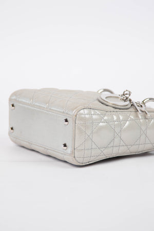 2015 Christian Dior Pearlescent Silver Mini Lady Dior