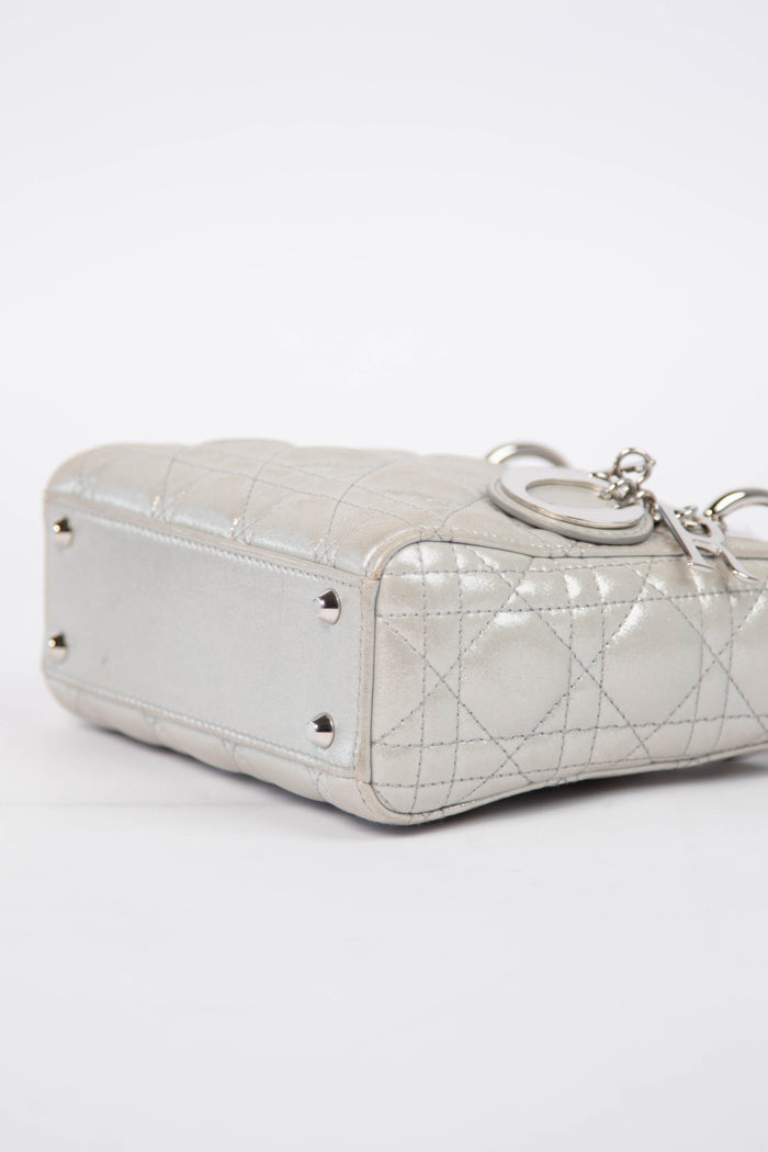 2015 Christian Dior Pearlescent Silver Mini Lady Dior