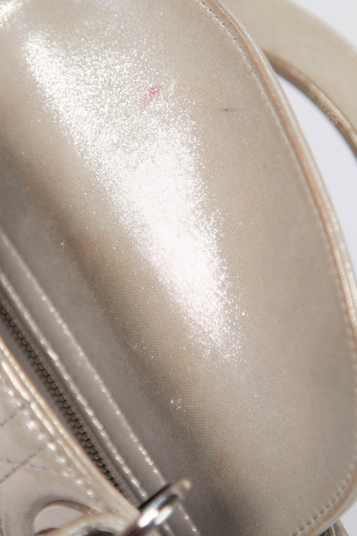 2015 Christian Dior Pearlescent Silver Mini Lady Dior