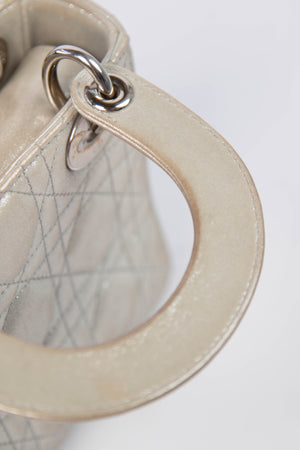 2015 Christian Dior Pearlescent Silver Mini Lady Dior