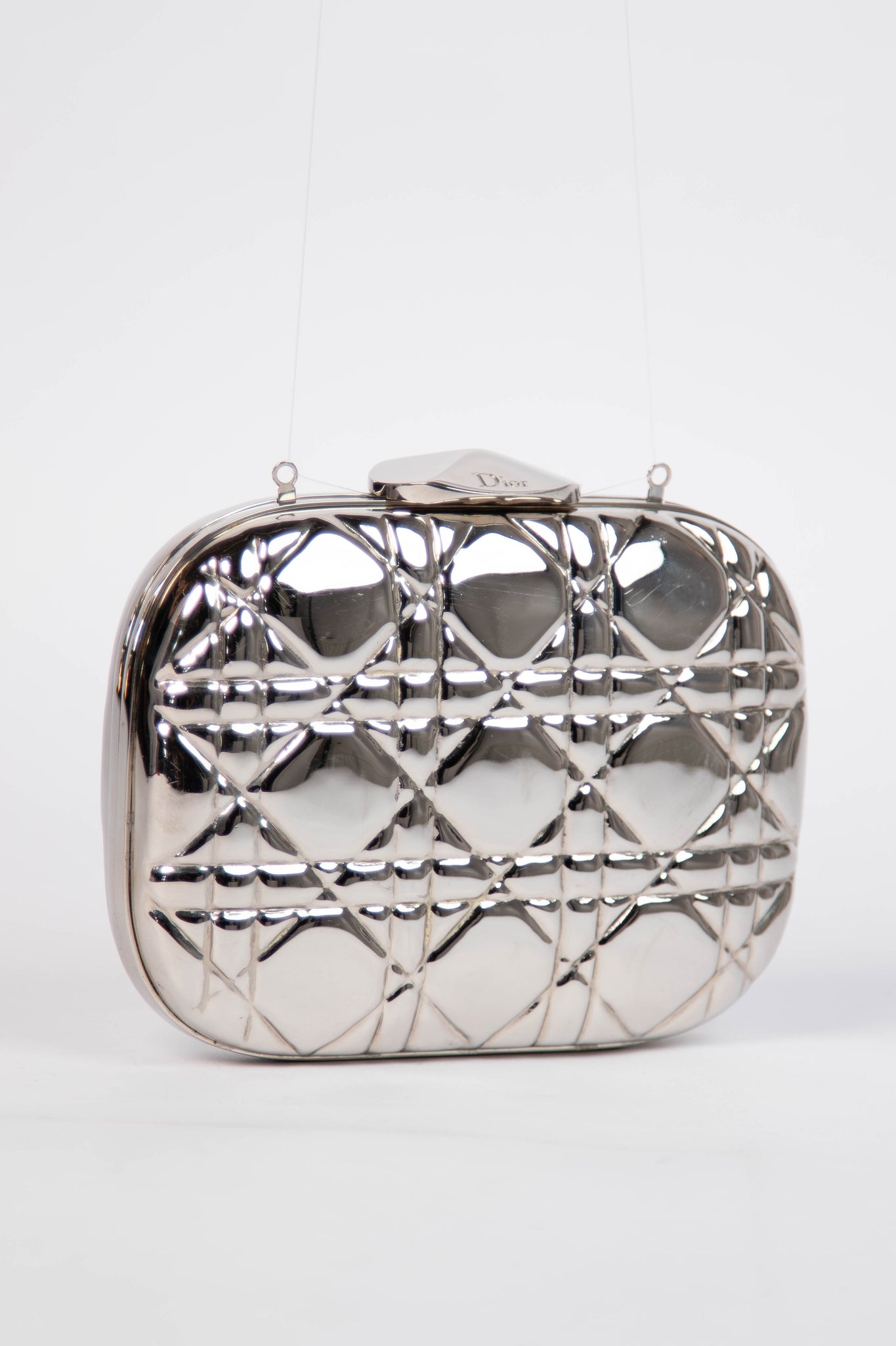 2010s Christian Dior Silver Minaudière Clutch Bag