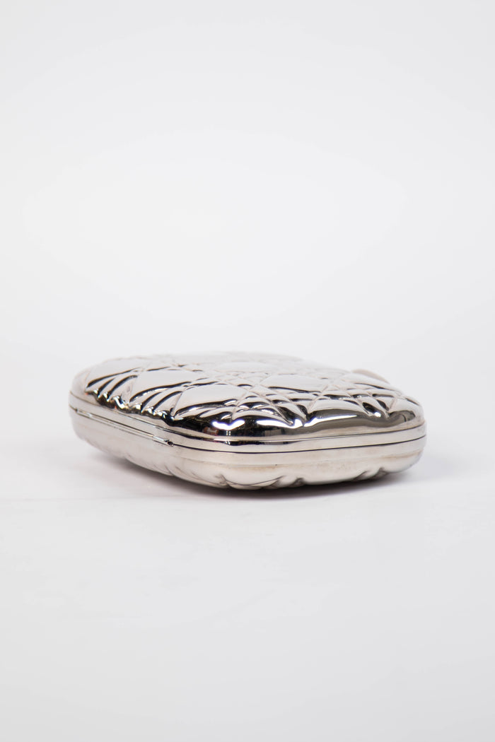 2010s Christian Dior Silver Minaudière Clutch Bag