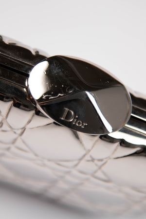 2010s Christian Dior Silver Minaudière Clutch Bag