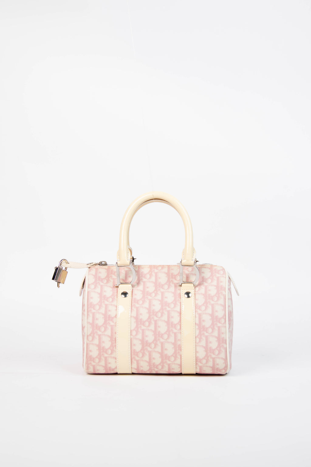 2000s Christian Dior Small Pink Monogram Canvas Boston Bag