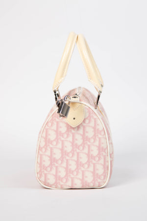 2000s Christian Dior Small Pink Monogram Canvas Boston Bag