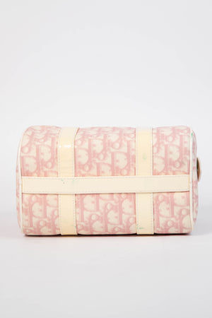 2000s Christian Dior Small Pink Monogram Canvas Boston Bag