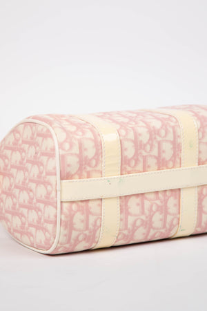 2000s Christian Dior Small Pink Monogram Canvas Boston Bag