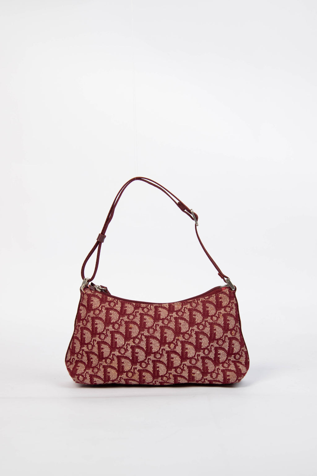 2000s Christian Dior Red Trotter Monogram Shoulder Bag