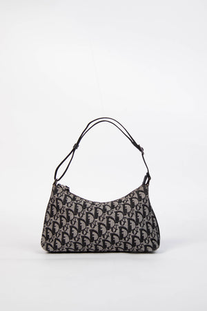 2000s Christian Dior Black Trotter Monogram Shoulder Bag