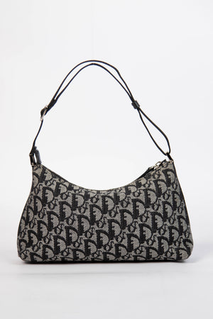 2000s Christian Dior Black Trotter Monogram Shoulder Bag