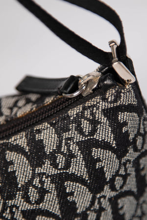 2000s Christian Dior Black Trotter Monogram Shoulder Bag