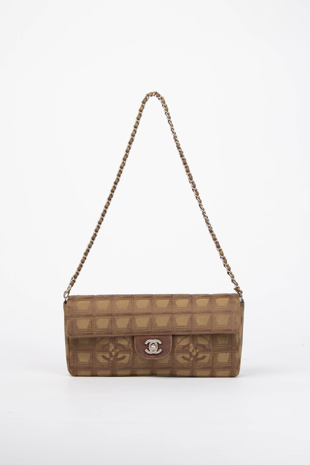 2000s Chanel Brown Travel Line East West Shoulder Bag