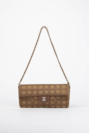 2000s Chanel Brown Travel Line East West Shoulder Bag