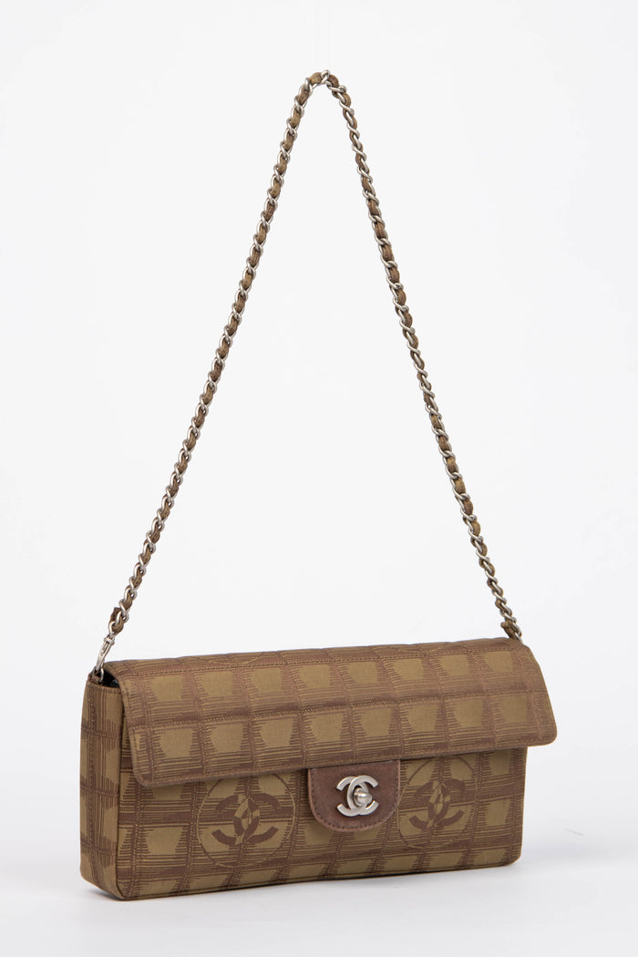 2000s Chanel Brown Travel Line East West Shoulder Bag