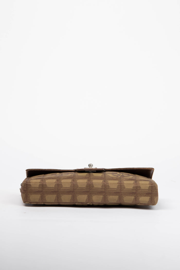 2000s Chanel Brown Travel Line East West Shoulder Bag