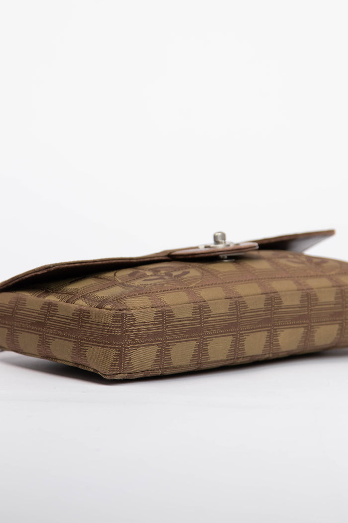2000s Chanel Brown Travel Line East West Shoulder Bag
